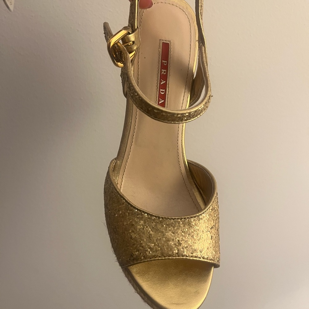 PRADA Gold Wedges (Like New)